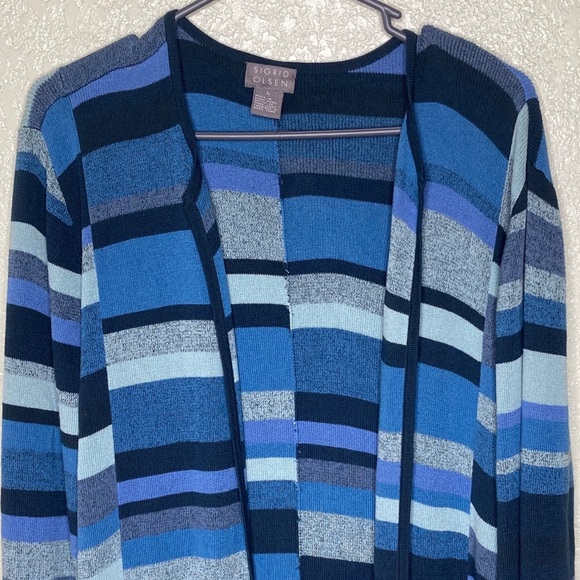 Sigrid Olsen Long Cardigan Stripped Size Large - Picture 2 of 3